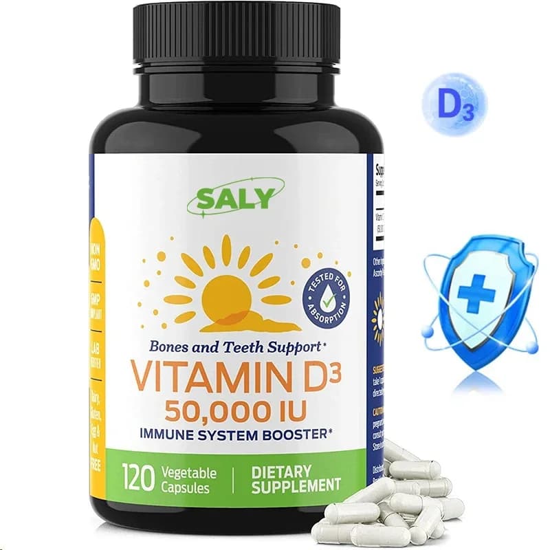 Vitamin D3 50,000 Iu Weekly Supplement - 120 Vegetable Capsules - Strong And Teeth, Immunity, Muscle , Vitamin D