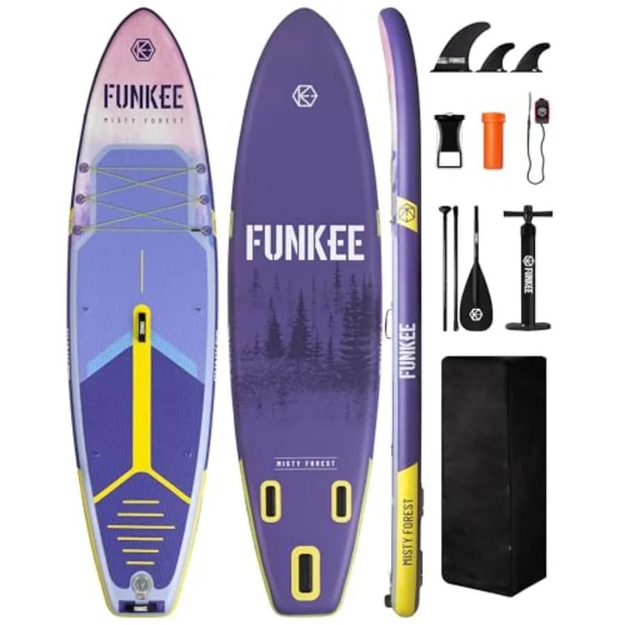 Inflatable SUP board for adults youth PVC material blue extra wide 11×34×6 with removable fins backpack floating paddle safety