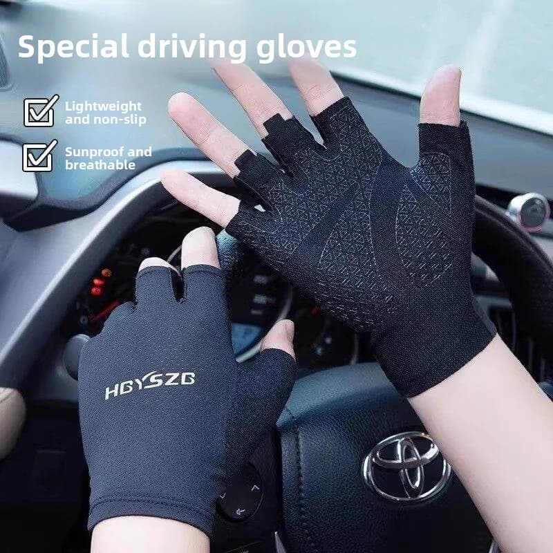 Guanti da Guida per Uomo, Mezze Dita, Traspiranti, Assorbenti, Sottili, Estivi, Antiscivolo per Moto e Auto, Delicati sulla Pelle