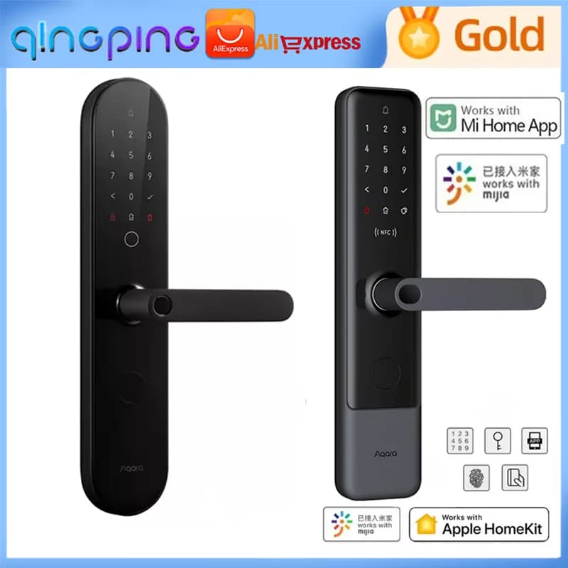 Aqara N100 e N200 Smart Door Lock Bluetooth Digital Fingerprint Lock, Password, Scheda NFC, APP da remoto per Homekit e Mi Home APP