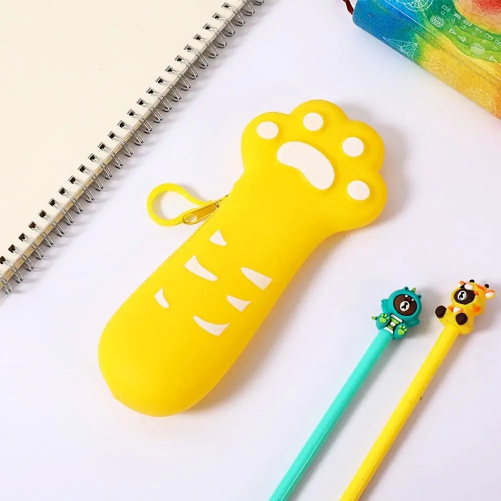 Multi-functional Silicone Pencil Case Simulated Fruit Large Capacity Stationery Pouch Cat Paw Design Pen Bag Students
