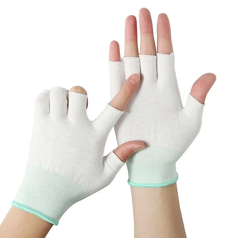 Guanti da ciclismo all'aperto per la raccolta delle erbe, tinta unita, antiscivolo, con due dita libere, touchscreen, da uomo, in nylon