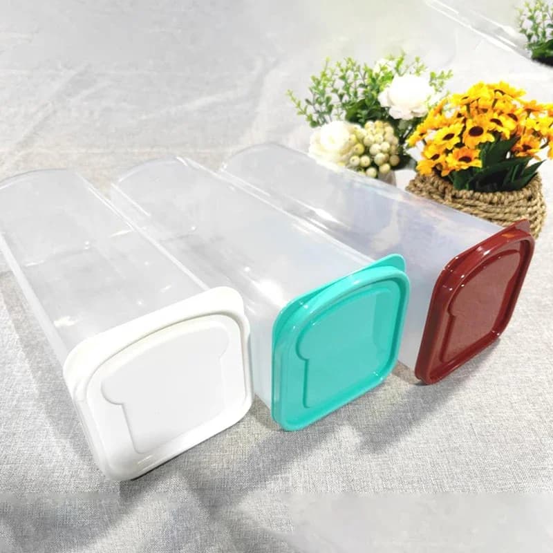 Contenitore Rettangolare per Pane, Scatola Trasparente per Torte, Contenitore per Alimenti Secchi e Freschi, Scatola per Conservare il Pane e le Torte
