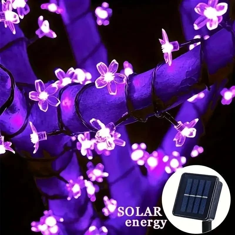 Luci Solari a Filo LED a Forma di Fiori di Ciliegio/Sakura 5/7/12M per Matrimoni, Feste, Giardino e Decorazioni Esterne