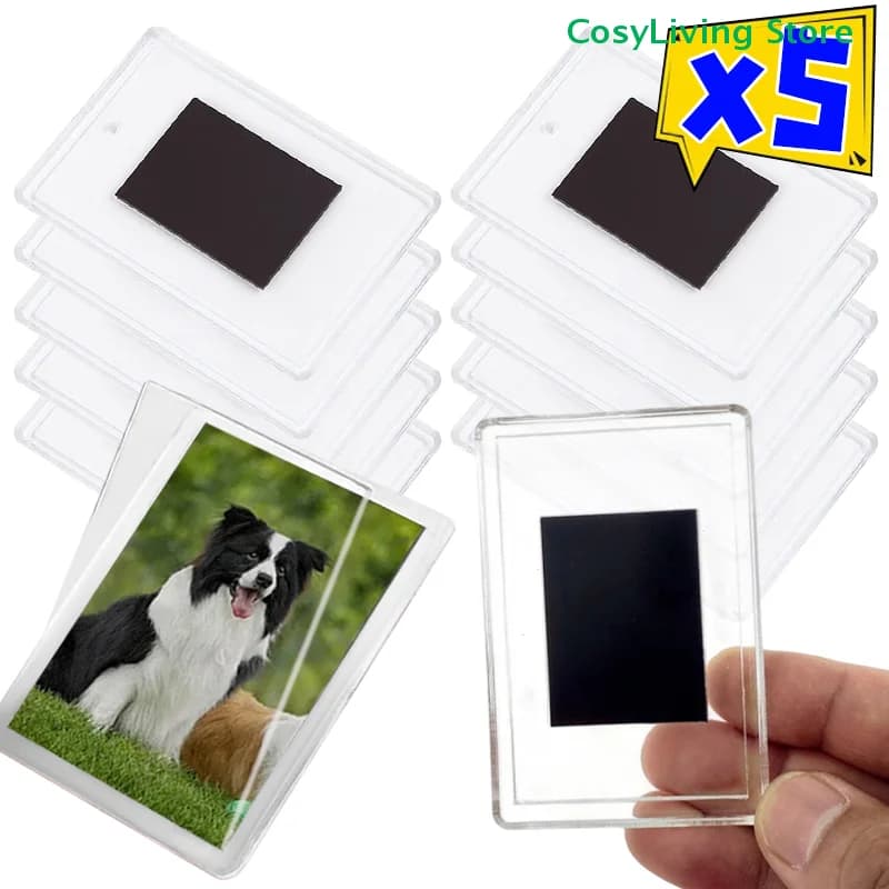 5 pezzi adesivo magnetico trasparente per frigorifero cornici magnetiche per foto fai da te supporto per display per foto in acrilico organizzatore di immagini per la casa