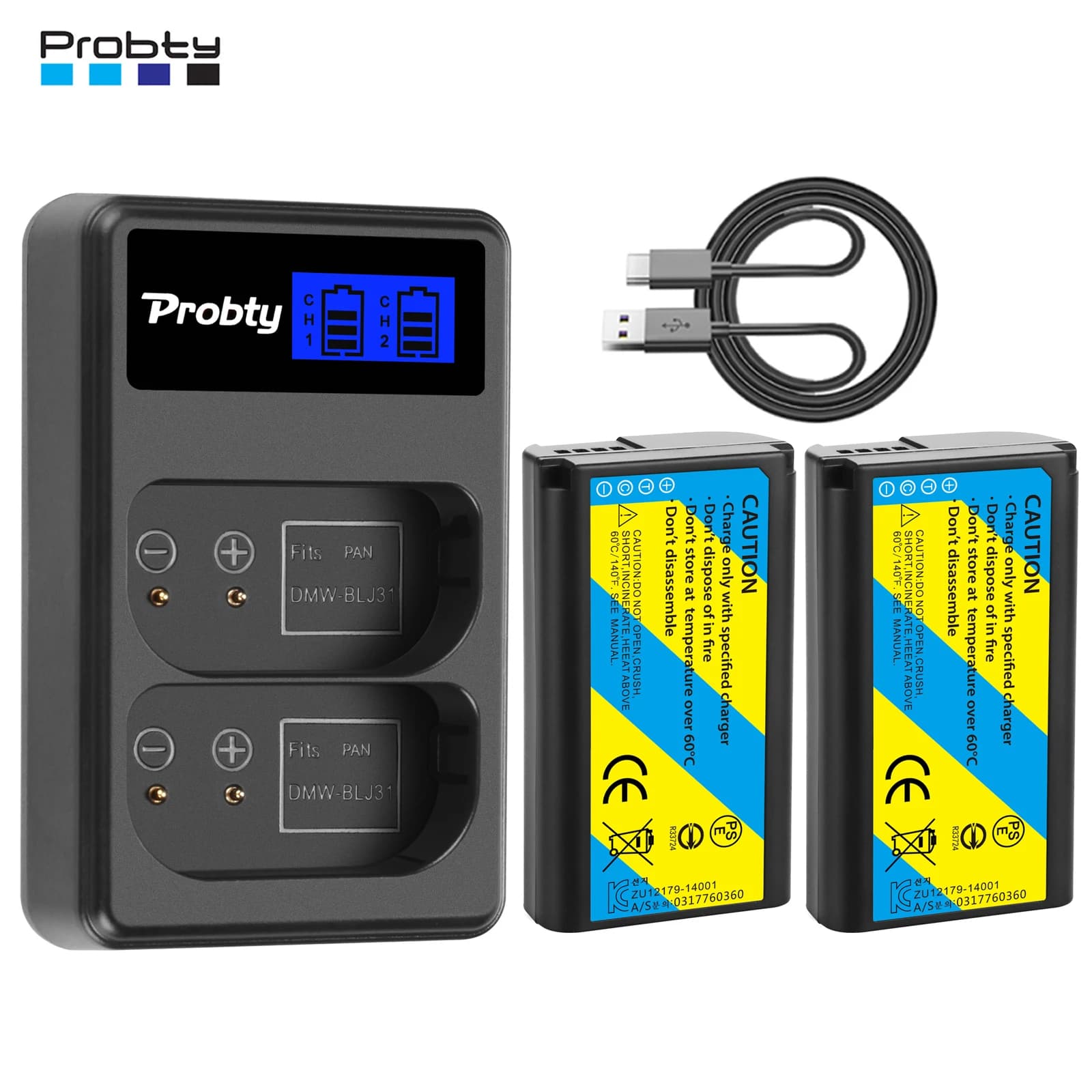 DMW-BLJ31 DMW BLJ31 3500 mAh Battery + Dual USB LCD Charger for Panasonic LUMIX S1, S1R, S1H, LUMIX S Series Mirrorless Came