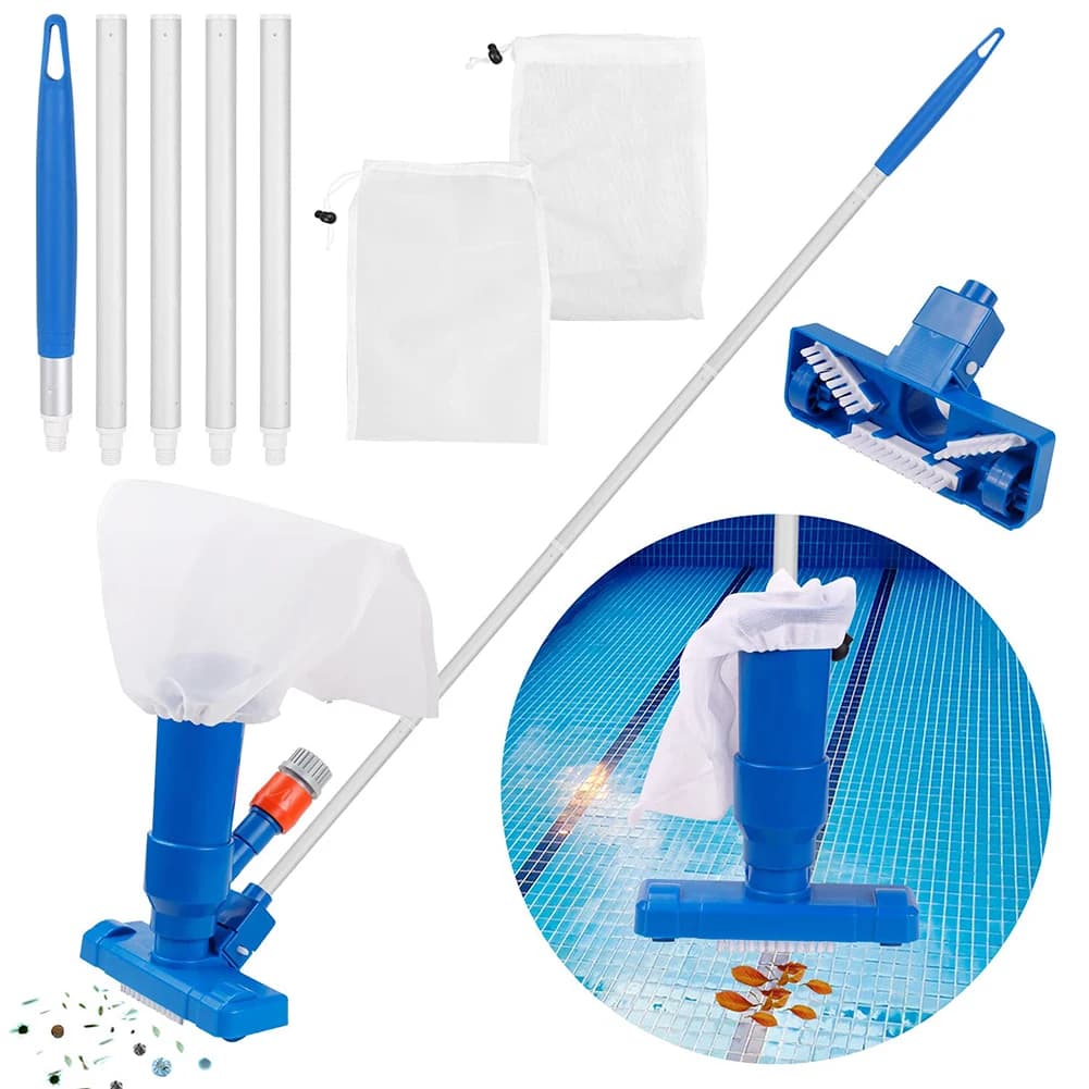 Pulitore subacqueo a getto per aspirapolvere per laghetto con manico Spazzola professionale per pulizia piscina portatile per piscine fuori terra