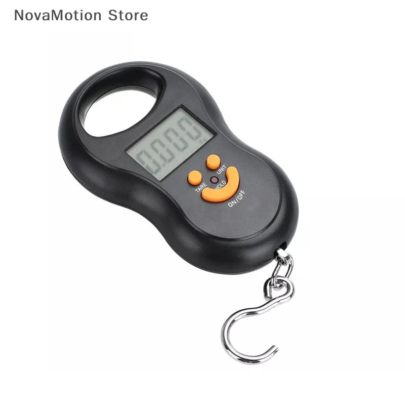 Bilancia Digitale Elettronica Nera da Appendere 50Kg 10g con LCD Retroilluminato, Mini Bilancia Tascabile per Pesca Bagagli Cucina