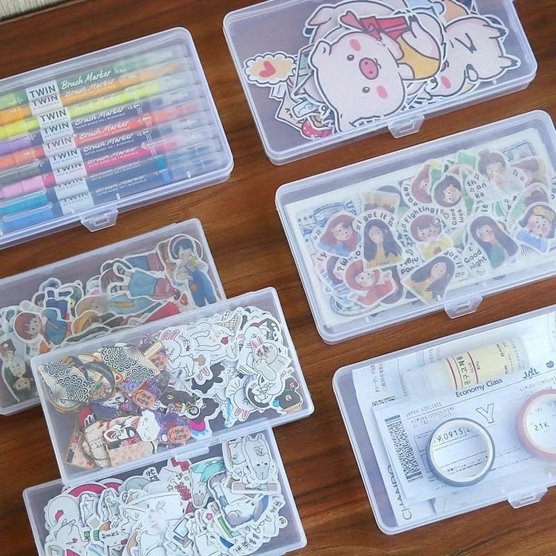 Scatola portaoggetti in plastica trasparente: organizer portatile per perline, adesivi di cancelleria, artigianato e piccoli hardware | Ideale per Natale e Halloween
