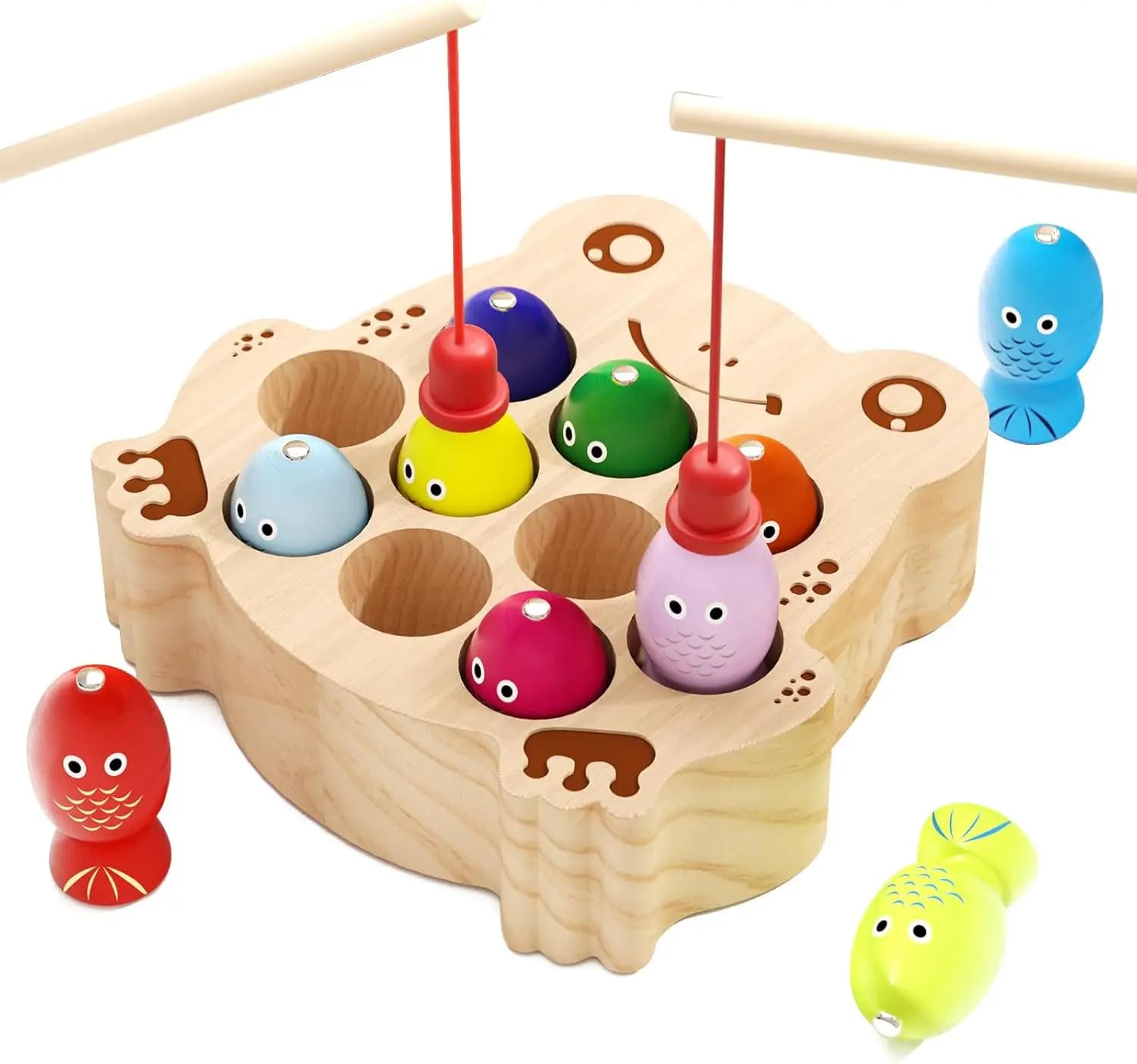 Gioco di Pesca Magnetico in Legno per Bambini, Giocattolo Educativo Montessori per l'Apprendimento Sensoriale e le Abilità Motorie Fini