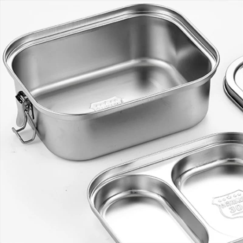 Contenitore per pranzo con scatola per pranzo in acciaio inossidabile LNHF con maniglia a valvola ermetica per bambini e adulti in metallo a doppia parete