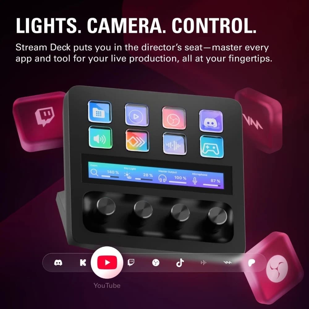 Console di Produzione Audio Stream Deck con Striscia Touch Personalizzabile e Tasti LCD per PC, Mac, Creatori di Contenuti e Streaming