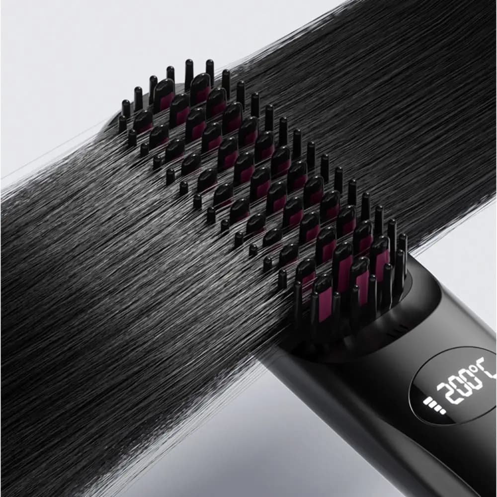 Spazzola per piastra per capelli elettrica a 3 impostazioni di temperatura Funzionamento a doppia funzione Protezione antiscottatura Strumento per lo styling degli ioni negativi