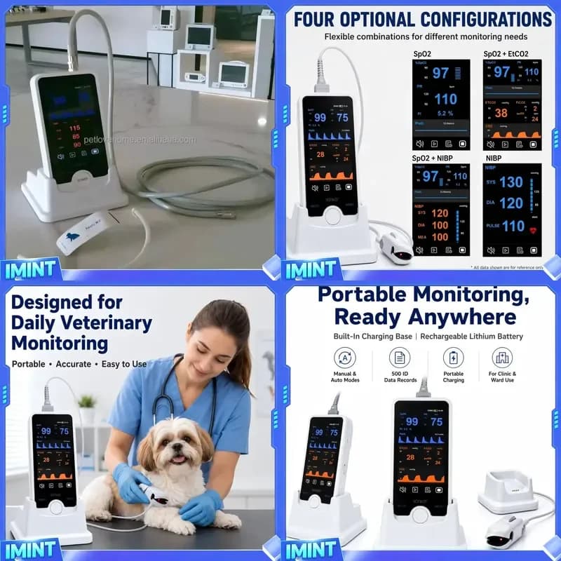 Handheld Cat Dog Vet Pulse Oximeter Portable Digital Saturation for Pet Hospital SPO2+ETCO2