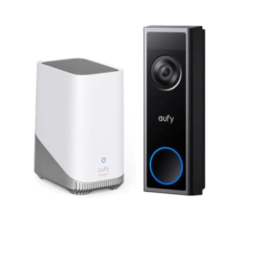 Video Doorbell for home security, plastic housing, white color, 2K FHD with dual power, live call, quick-release battery, 24/7