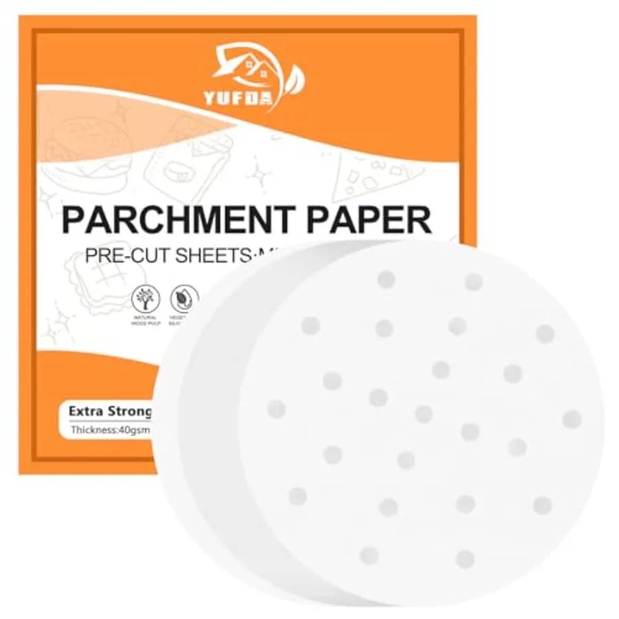 Air Fryer Parchment Paper, Set of 130, Air Fryer Liner/Bamboo Steamer Paper/Perforated Parchment Paper for Air Fryer, Steaming