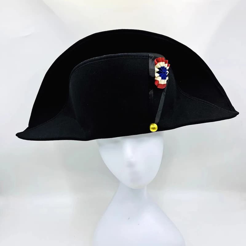 Napoleone stile francese capitanti dell'ammiraglio cappello bicorne berretto cosplay uomo nero accessori per adulti 59 cm dimensione della testa