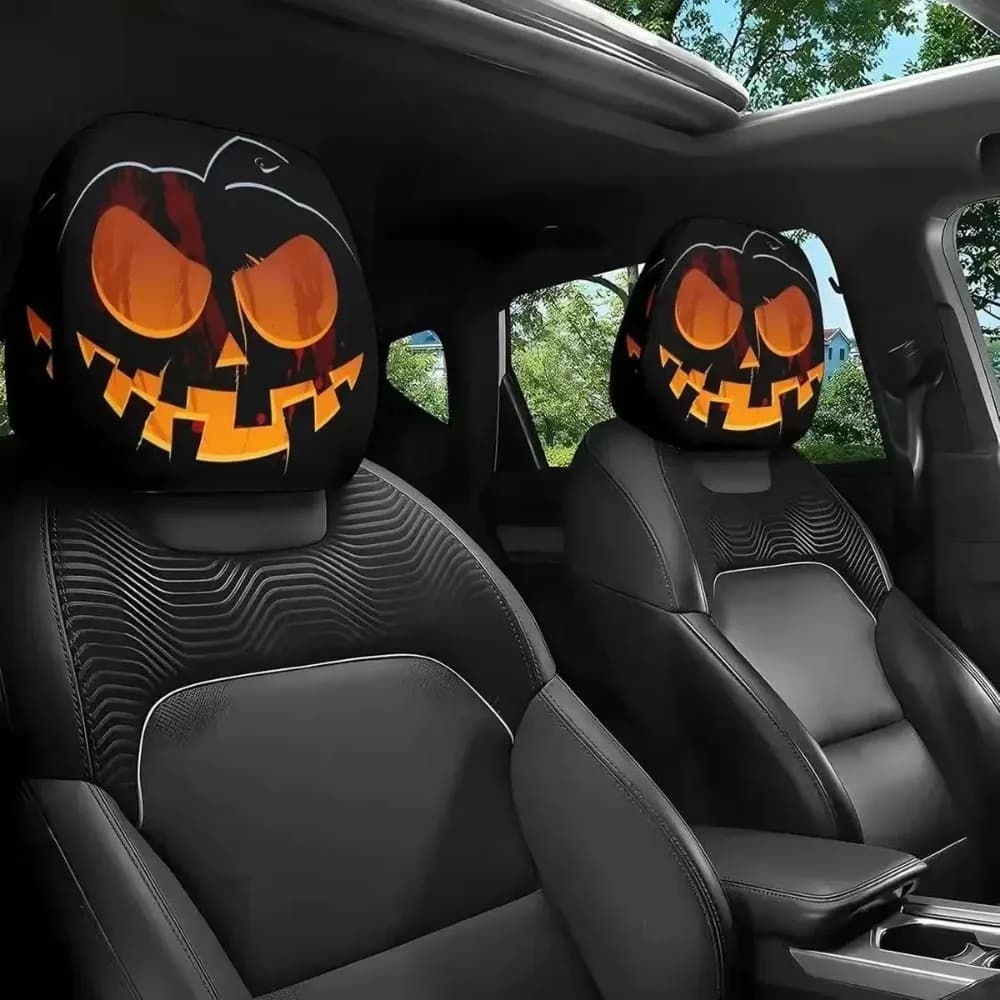 2 Funny Pieces Covers Halloween Auto Head, Decoration with Large Eye Card Printing, Covers Creative Seats for Cars