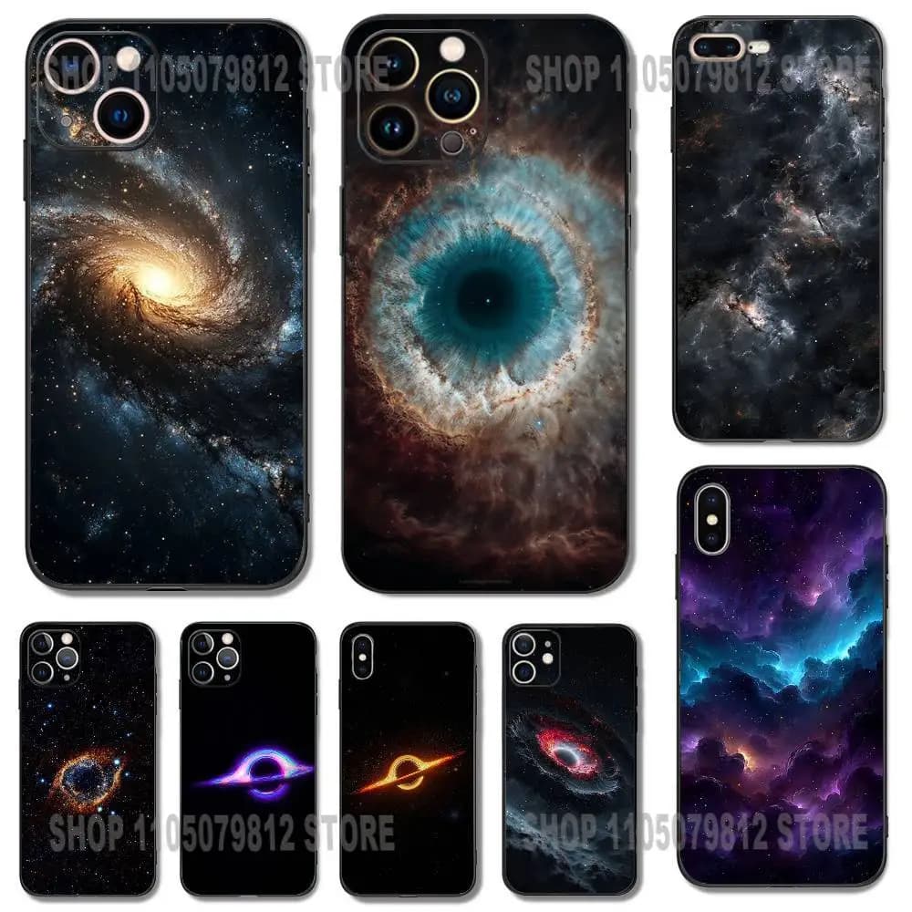 Custodia per telefono Space For Galaxy Universe per iPhone 17 16,15,14,13,12,11,Pro,XS,Max,XR,Plus,Mini morbido silicone nero antiurto