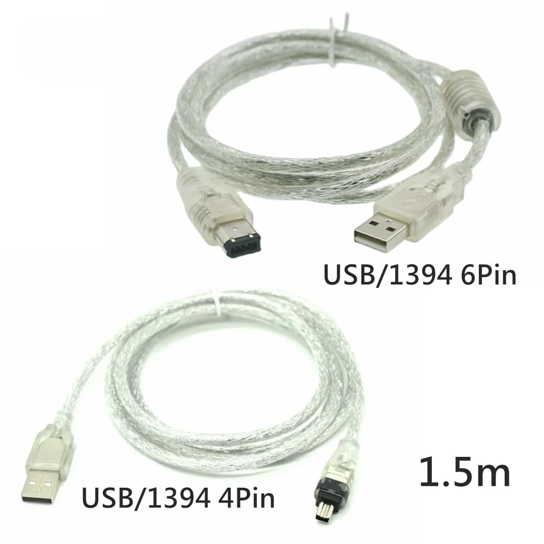 Cavo Adattatore Convertitore Dati Firewire IEEE 1394 a 6 Pin Maschio a USB 2.0 a 4 Pin Maschio da 1,5M per Scheda di Acquisizione Video DV Fotocamera