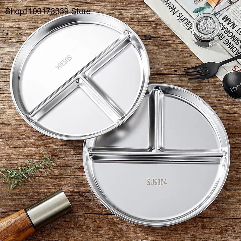 Weight Loss and Fitness, One Person's Meal Quantity, Three Grid Divided Plates Daily Dining Kitchen