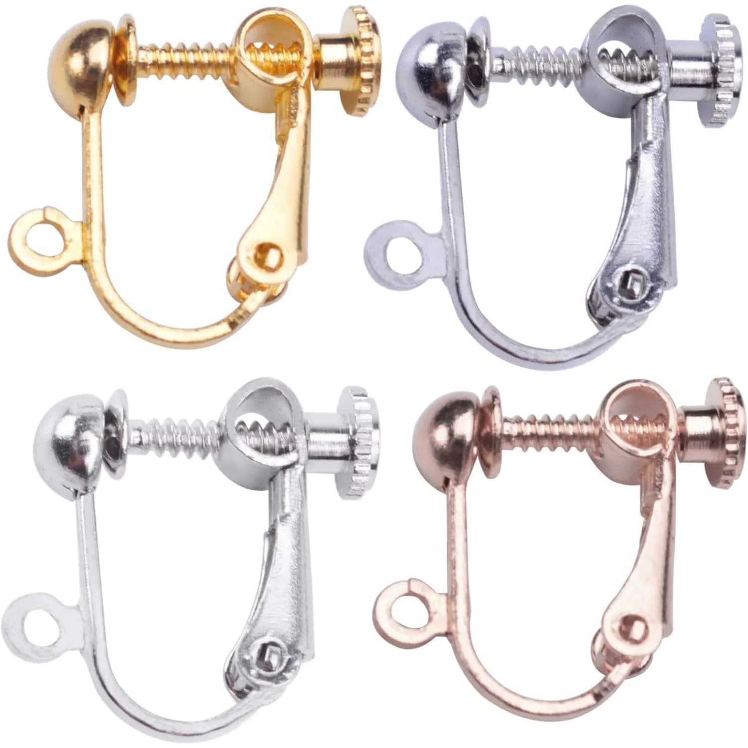 24 Pieces Components for Clip Earrings Converter for Unpublished Earrings with Screw Rear Earrings with Ring for Jewelry Creation