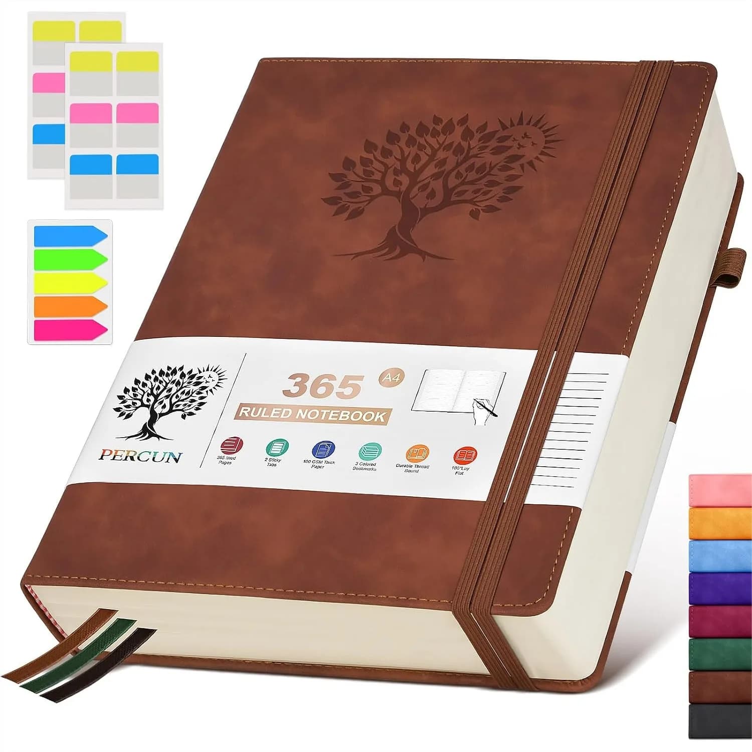 A4 Lined Journal Notebook, 365 Page Leather Journals for Writing Women Men, Hardcover Notebook with Thick Pages for Travel Work