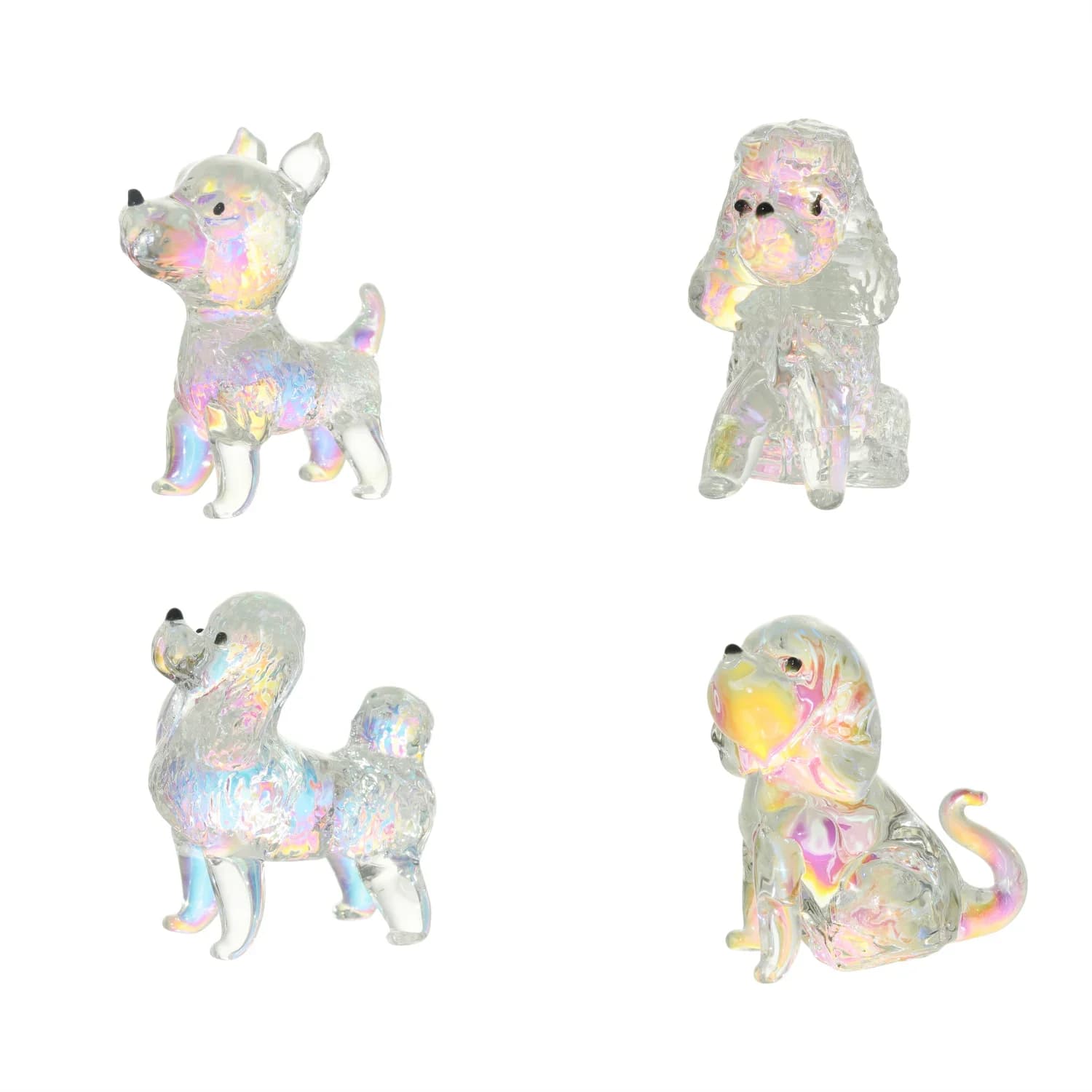 Figurine di cristallo per cani Decorazioni da tavola Collezione di animali Statua di ornamento in vetro