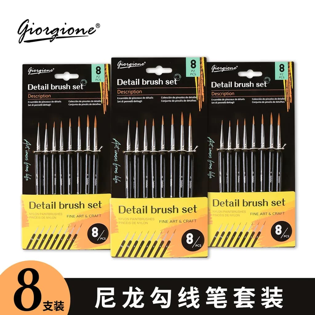 8 pezzi Set nylon gancio linea penna pennelli da disegno guazzo acrilico acquerello colore pittura a olio dettaglio pennello a corda artisti arte