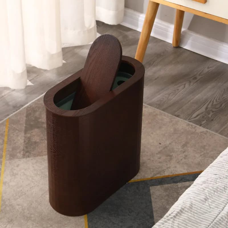 Modern Wooden Waste Bins French Living Room Bedroom Commercial with Lid Storage Bucket Homestay Creative Wastebasket Garden FYWB