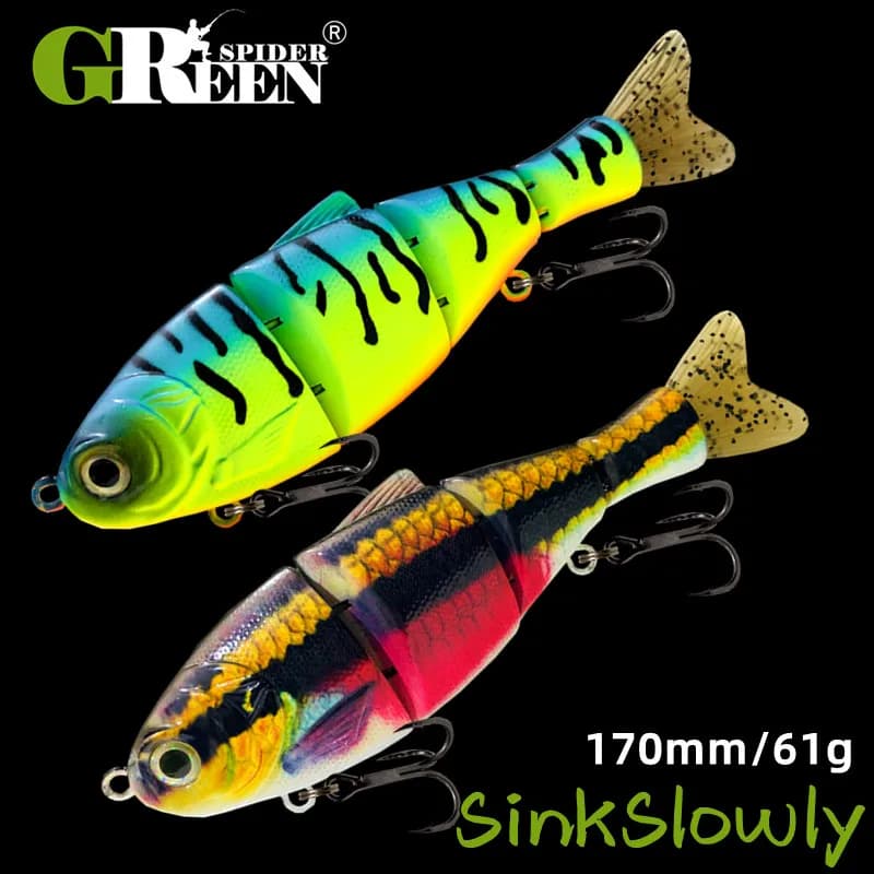 Nuovo Swimbait Affondamento lento 170mm 61g Esca dura Richiamo di pesca Strutturato Pelle realistica Curvy 'S' Swim per Spigola Trota Luccio