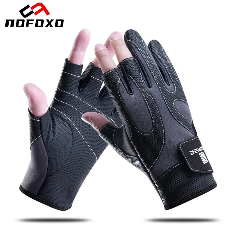 NOFOXO waterproof winter anti slip waterproof fishing glove with 3 wear-resistant fingers camping hiking cycling protection for your fingers
