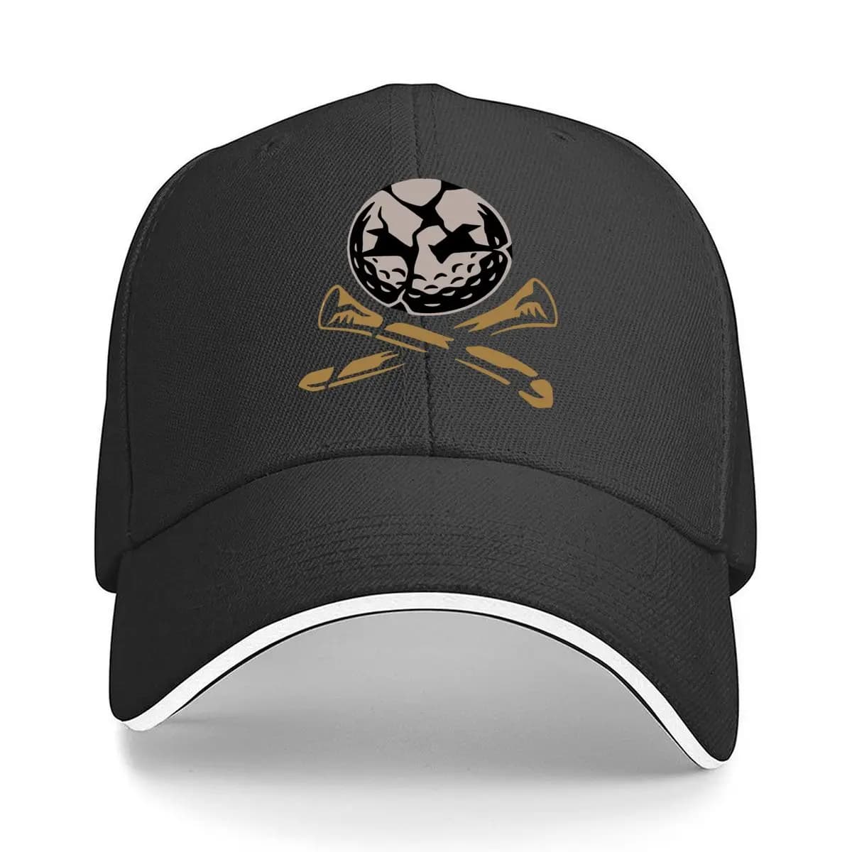 Golf Ball Crossed Clubs Graphic Sandwich Baseball Cap