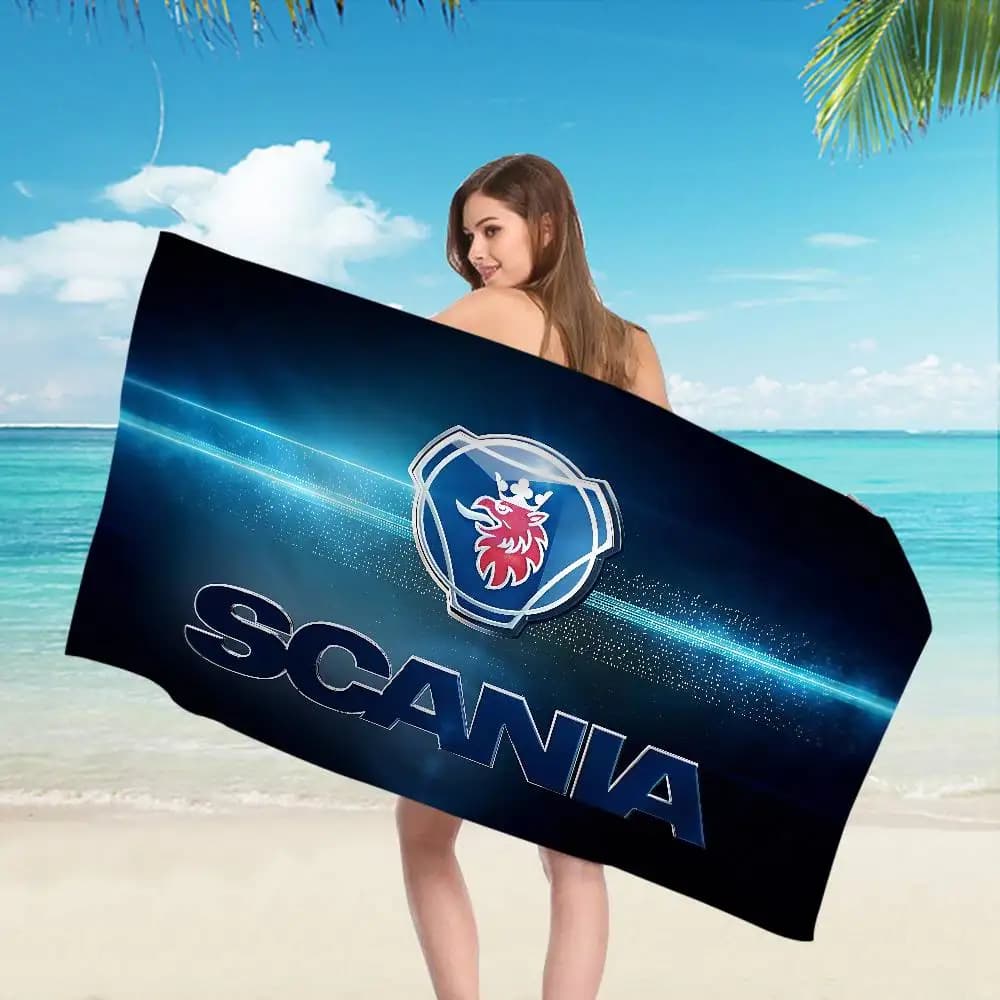 Asciugamano da spiaggia con logo S-Scania, morbido e assorbente, regalo per bambini, per viaggi, campeggio, palestra
