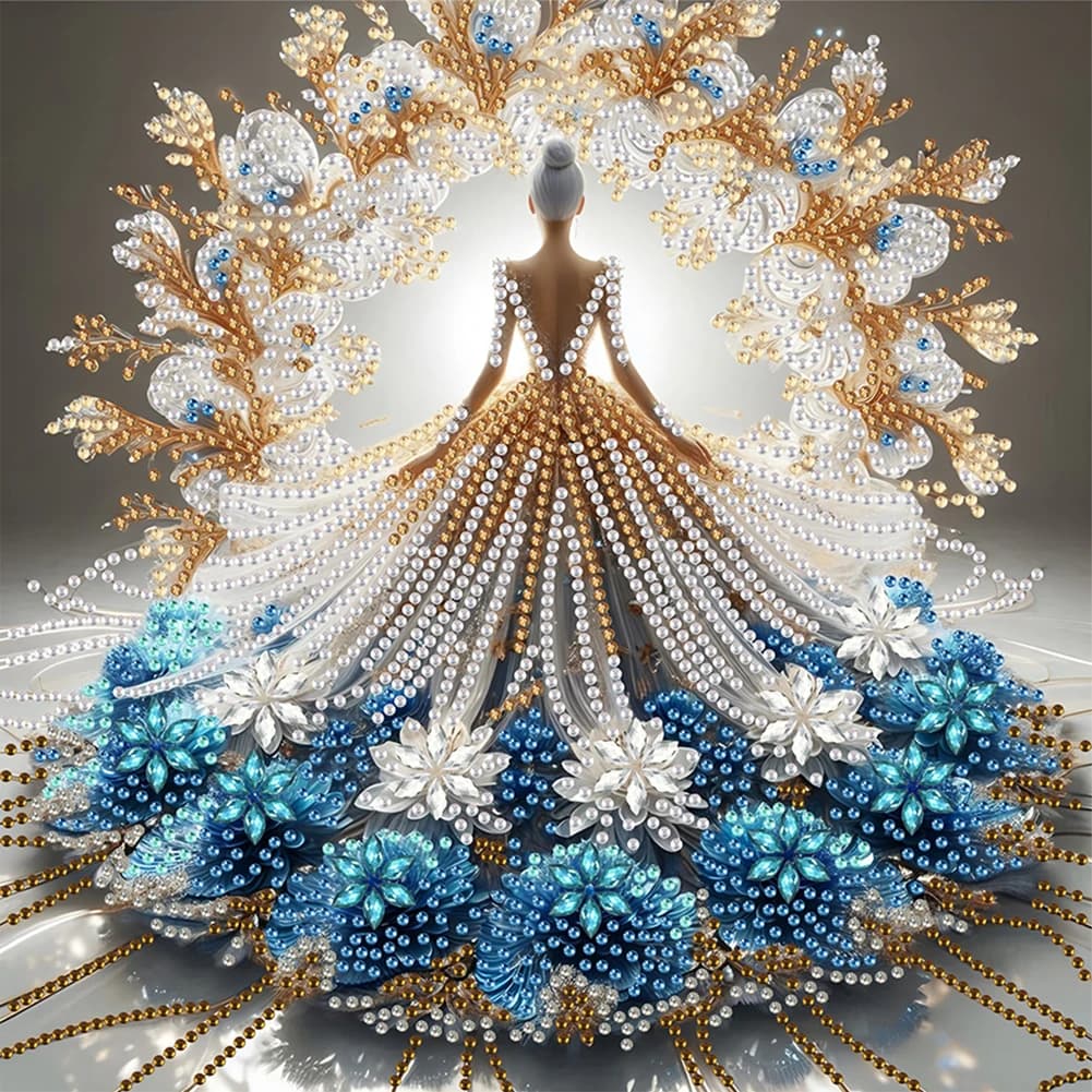 5D DIY gorgeous skirt girl partial shape drill diamond painting kit decoration girl 30x30 cm without frame for home and office