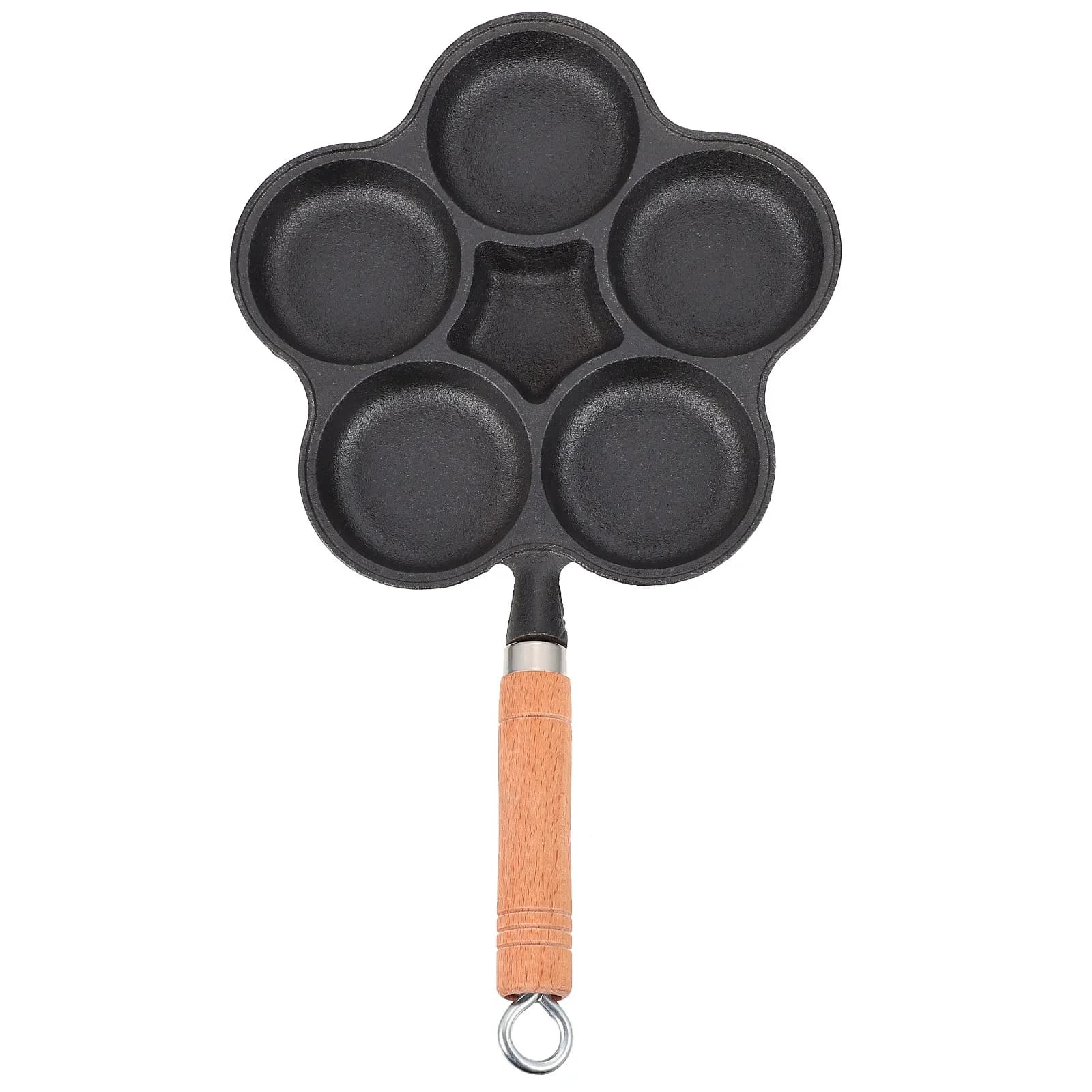 5 holes non-stick cast iron pan for eggs, omelets and pancakes, kitchen utensils