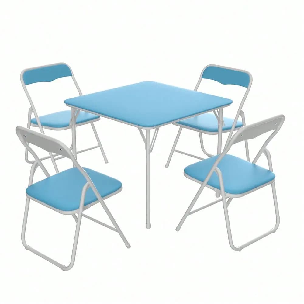 Game Table Set With 2 4 Soft Padded Chairs Metal Frame Plastic Top Chess Card Table For Indoor Outdoor Light