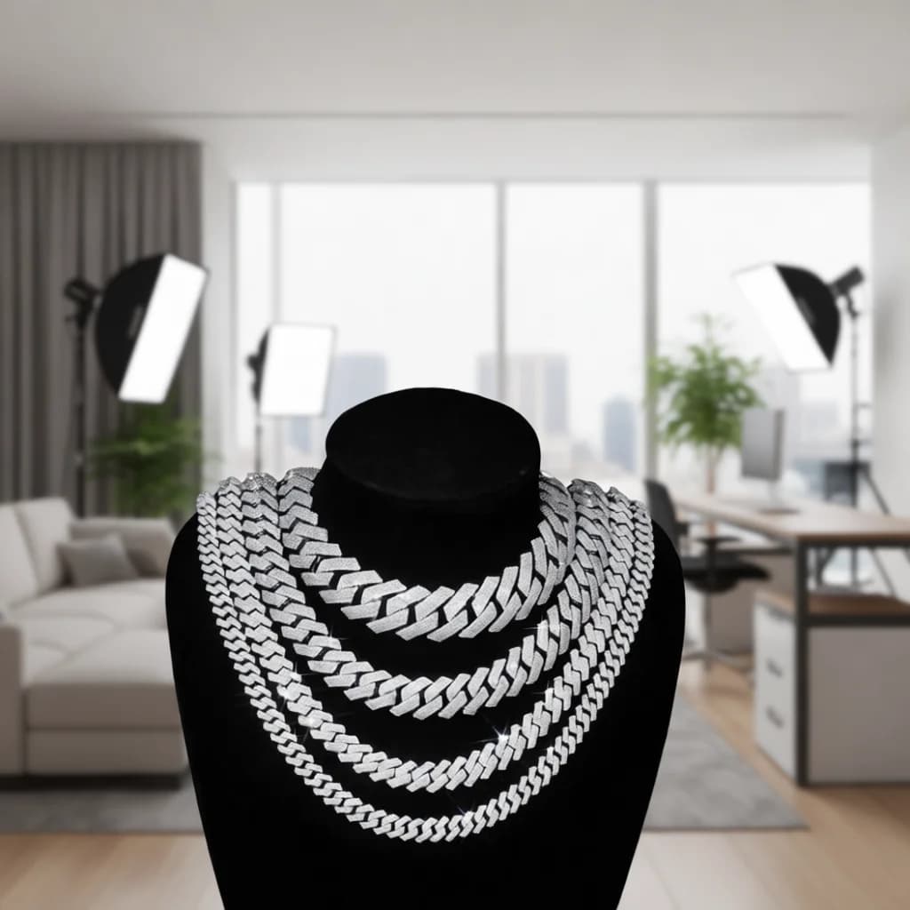 8-25mm Iced Out Cuban Link Chain Necklace for Men Women, Prong Cubic Zirconia Diamond Hip Hop Jewelry