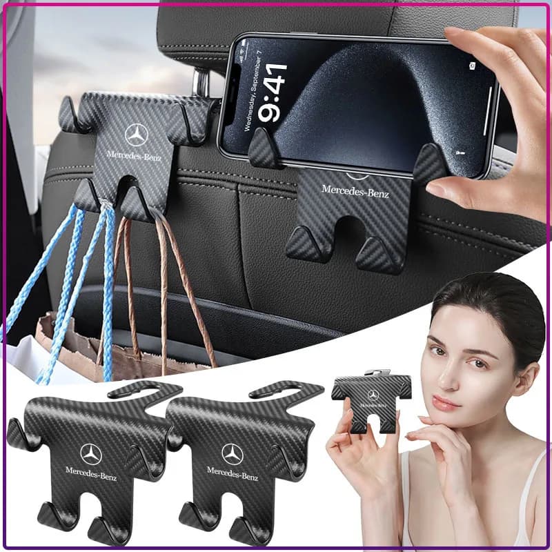 1/2PCS Car Seat Headrest Hook Auto Back Seat Organizer Stickers For Mercedes Benz E260 E200 E300 W205 W212 W166 W176 W242