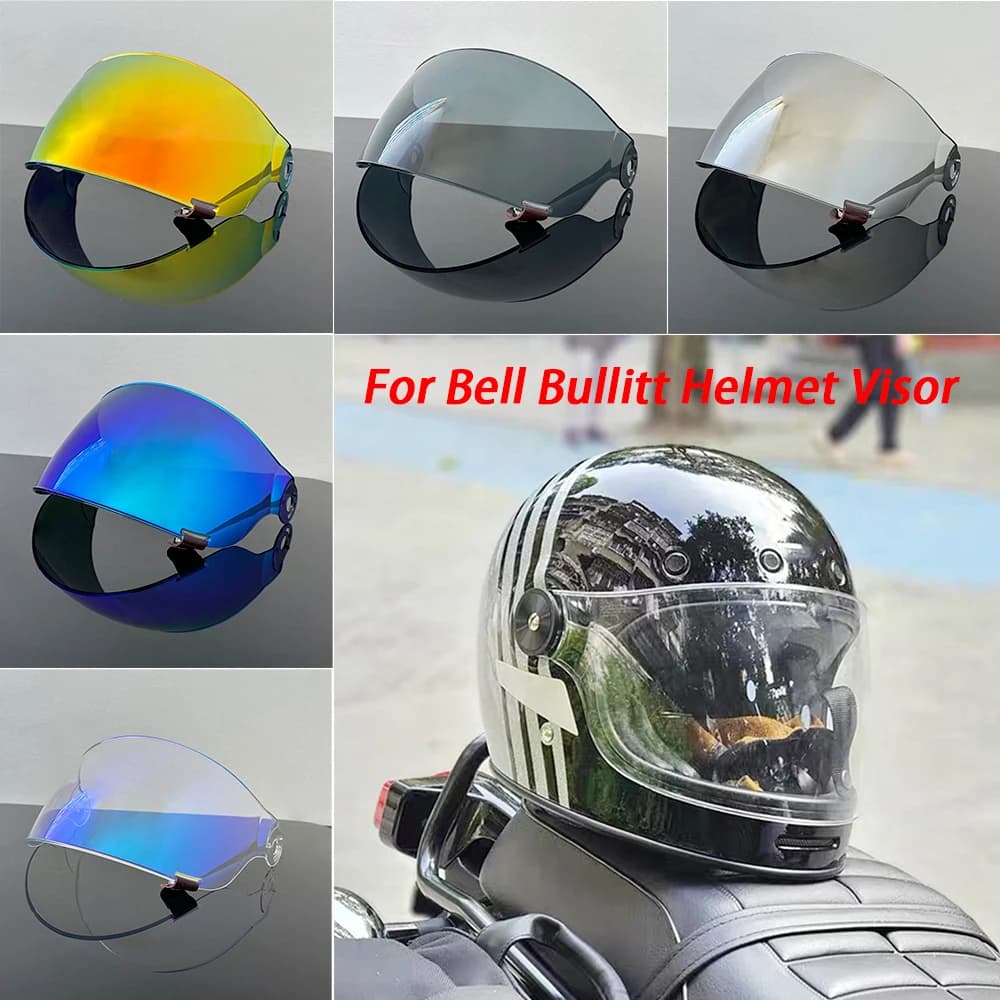Fit for Bell Bullitt Helmet Visor Motorcycle Full Face Helmet Shield Lens Replacement Deep tea Silver Anti-UV Lens