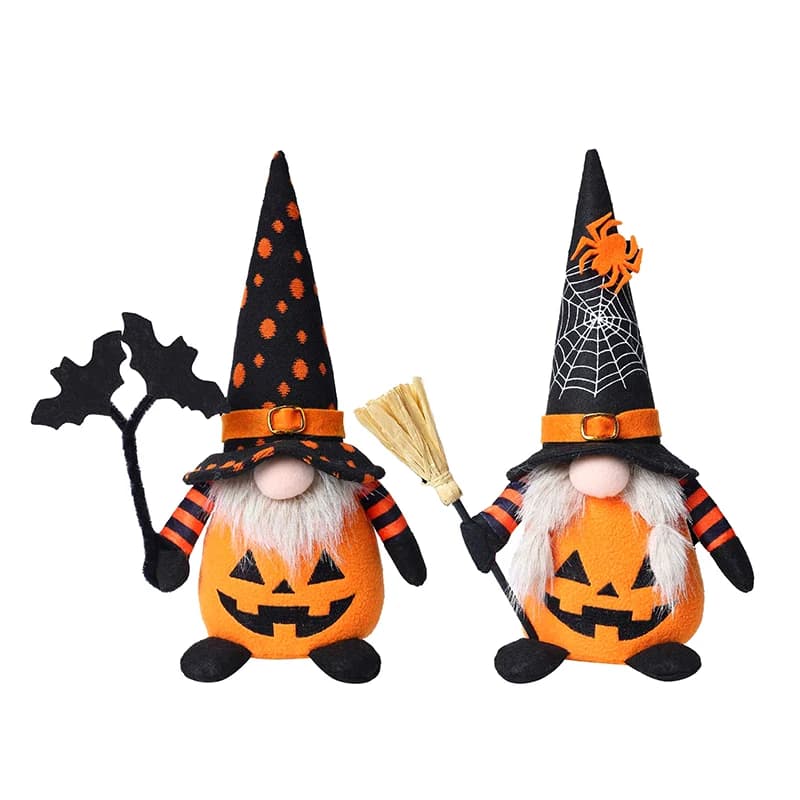 Decorazioni per gnomo di Halloween, ornamenti di pipistrelli di zucca fatti a mano Tomte svedese bambola elfo di peluche nordica Nisse adorabile gnomo