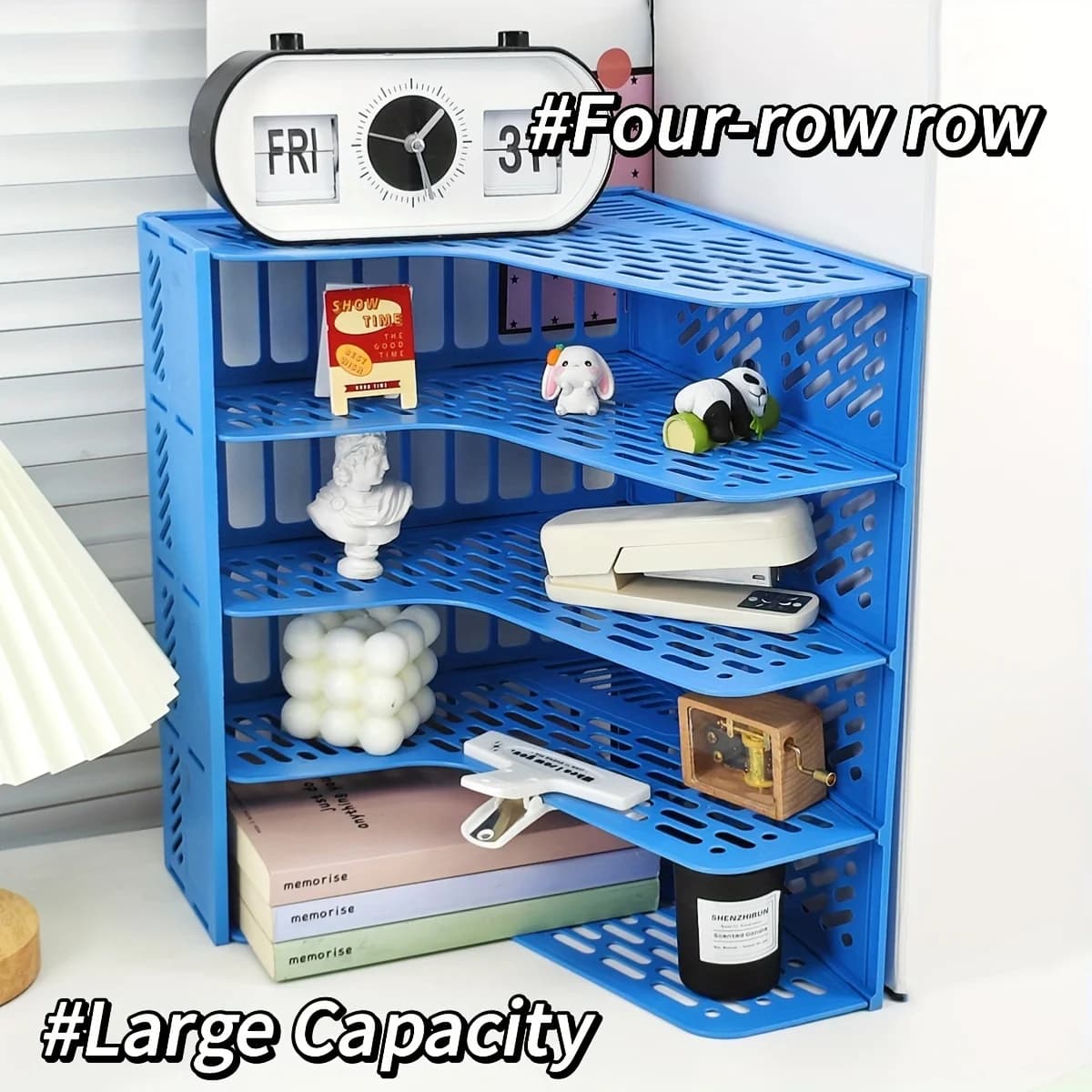 Organizzatore di file da tavolo a 4 livelli: materiale PP durevole, archiviazione multiscomparto per forniture per ufficio, cancelleria, cartelle di documenti