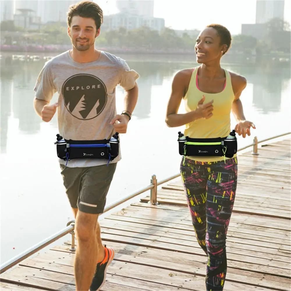 Running bag with water bottle, hydration belt for marathon, waterproof bag