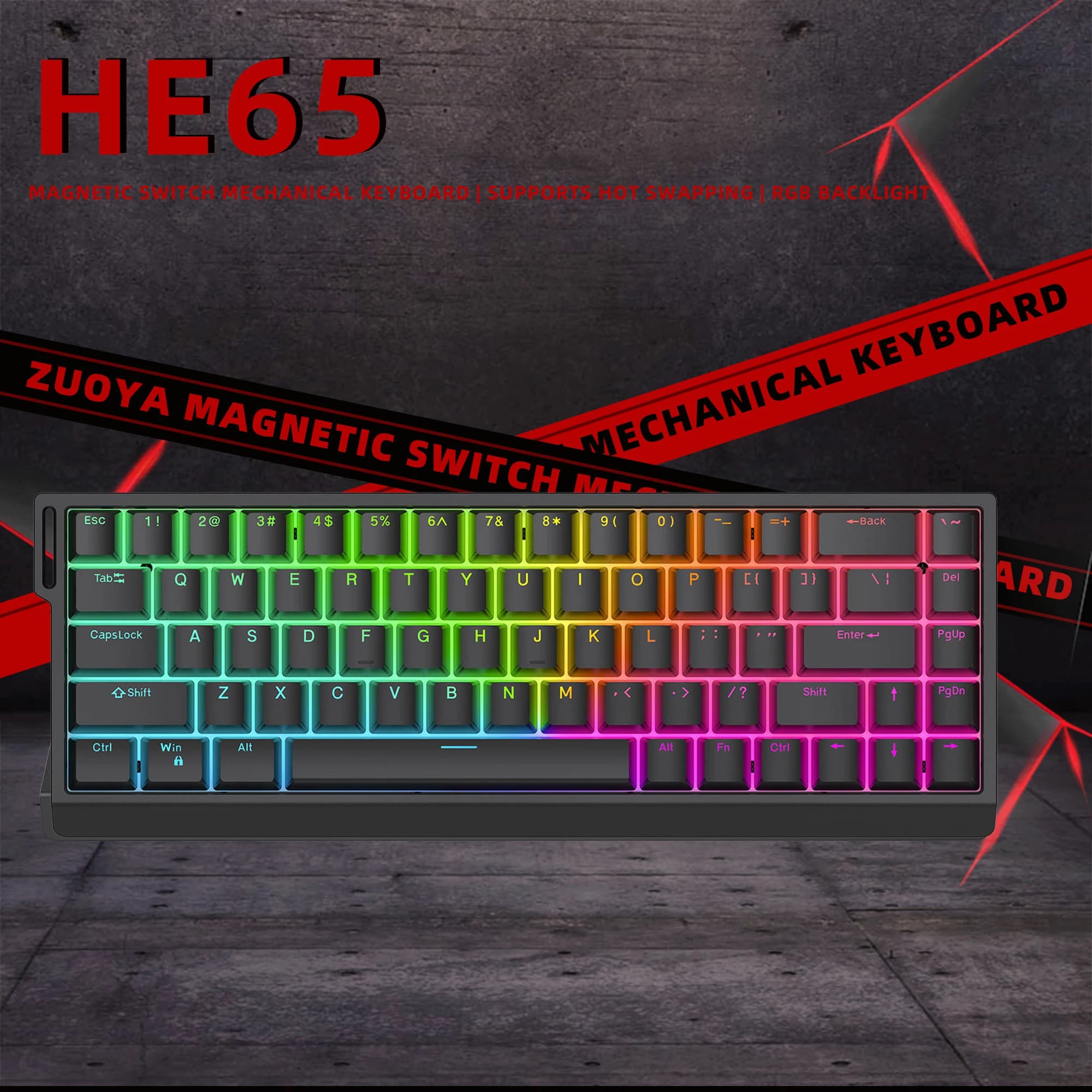 HE65 Tastiera meccanica ad asse magnetico cablato sostituibile a caldo Tasso di ritorno 8K Chiave personalizzata Simulazione c Accessorio per giocatori di livello e-sport