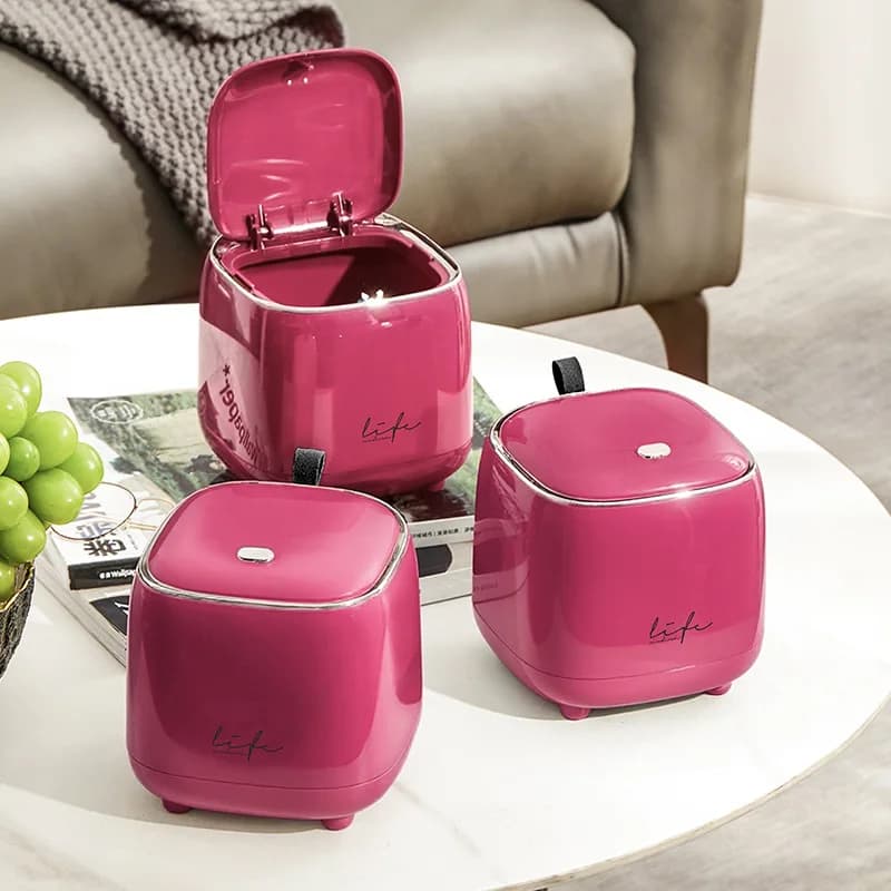 Bidoni della spazzatura Scatola di articoli vari Forniture per la casa Mini Desktop Pressa Pattumiera Cestino della spazzatura Tavolo per la casa Bidoni per rifiuti in plastica Forniture per ufficio