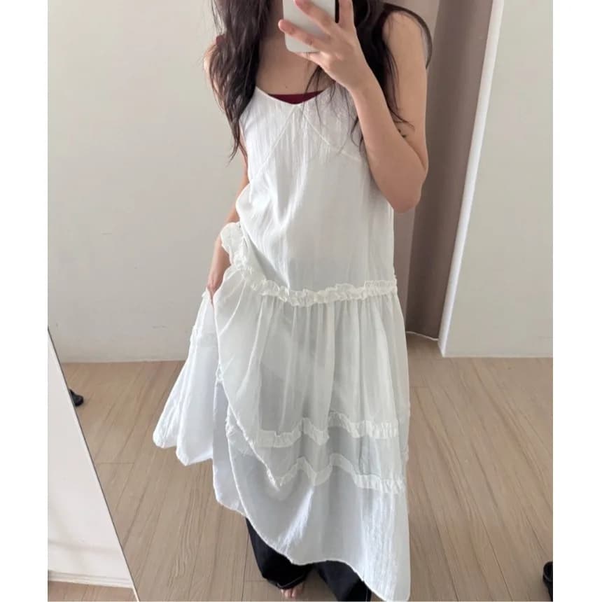 Abito in tulle sovrapposto stile primavera estate, nuovo modello, casual da donna, alla moda, senza maniche, taglia universale