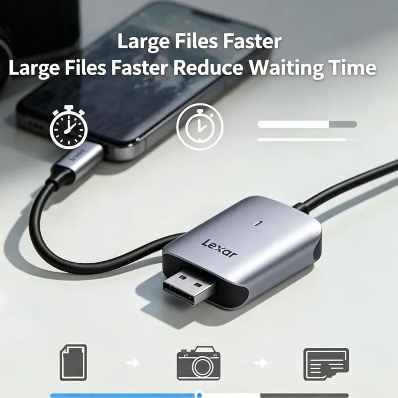 Lexar CFe Type A Card Reader USB 3.2 Gen 2 Type C Memory Card Reader with Free USB-A Adapter for Old and New Devices Plug Play