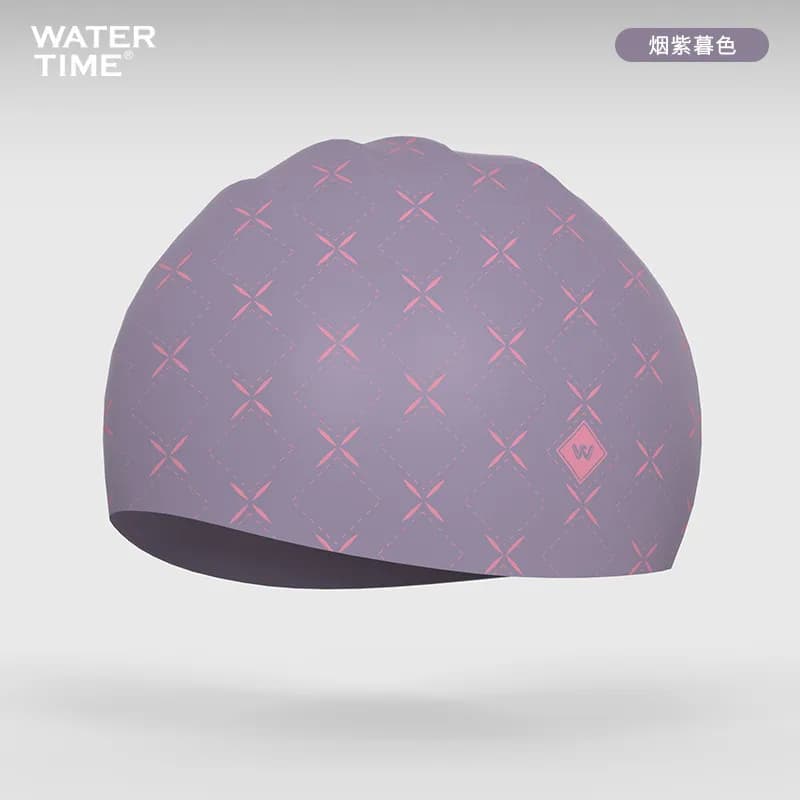 WATERTIME Waterproof Silicone Swim Cap with Expanded Headband - Women's Style