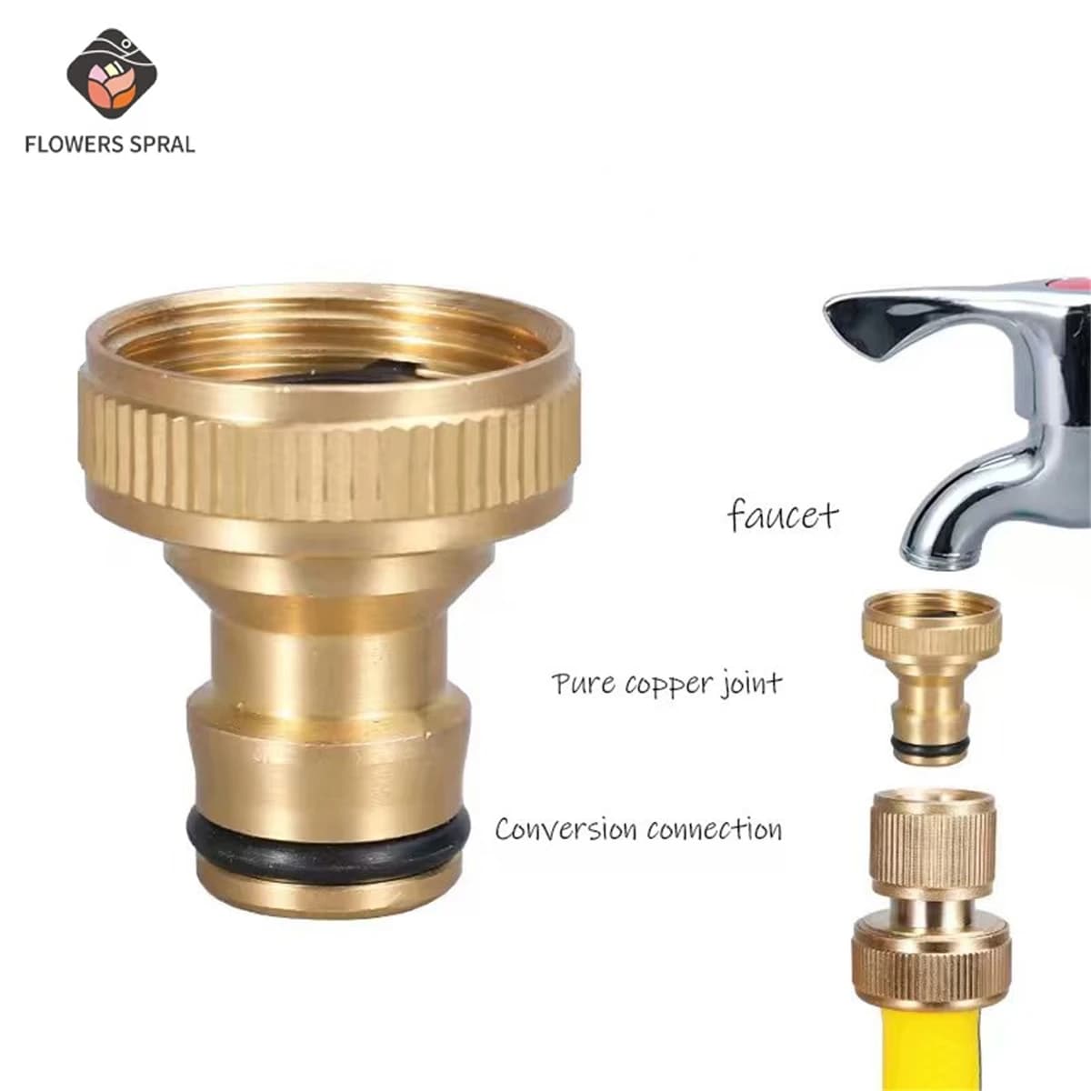 3/4 inch Threaded Garden Water Pipe Fittings, Watering Equipment, High-Pressure Cleaning Machine, Hose Fittings, Brass