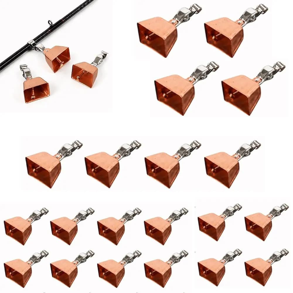 20PCS Durable Iron Fishing Bells Clamp On 6.5*3.2*2.5cm Fishing Pole Bells Angling Rod Tip Bell Night Fishing